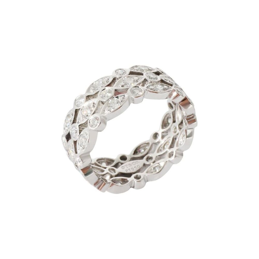 Pre Loved Tiffany Co Vintage Tiffany & Co. Three Row Jazz Ring in Platinum 1.2 - Picture 2 of 8